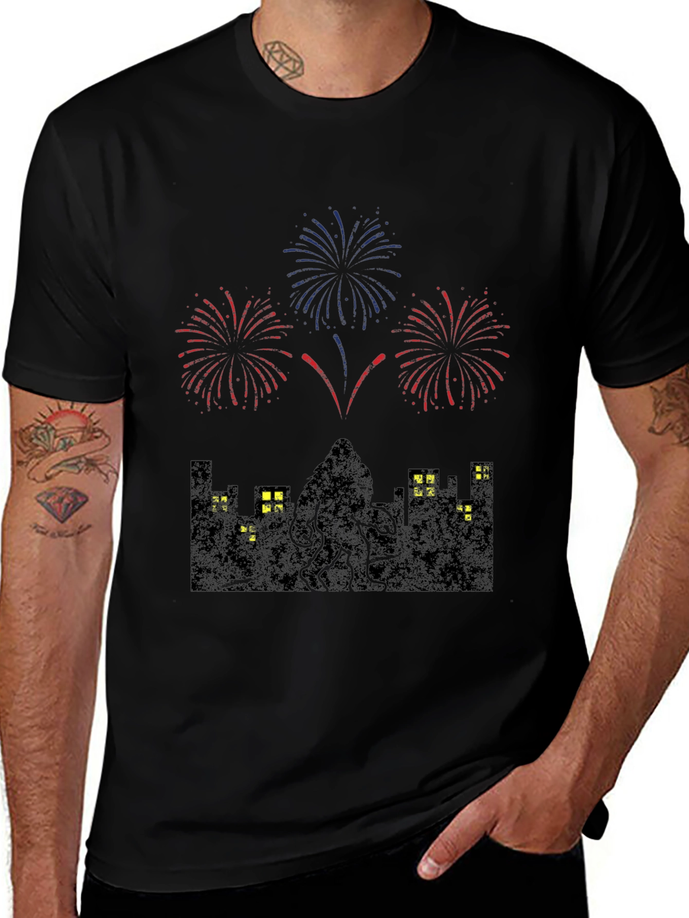 Cthulhu Fireworks Graphic Tee - Black