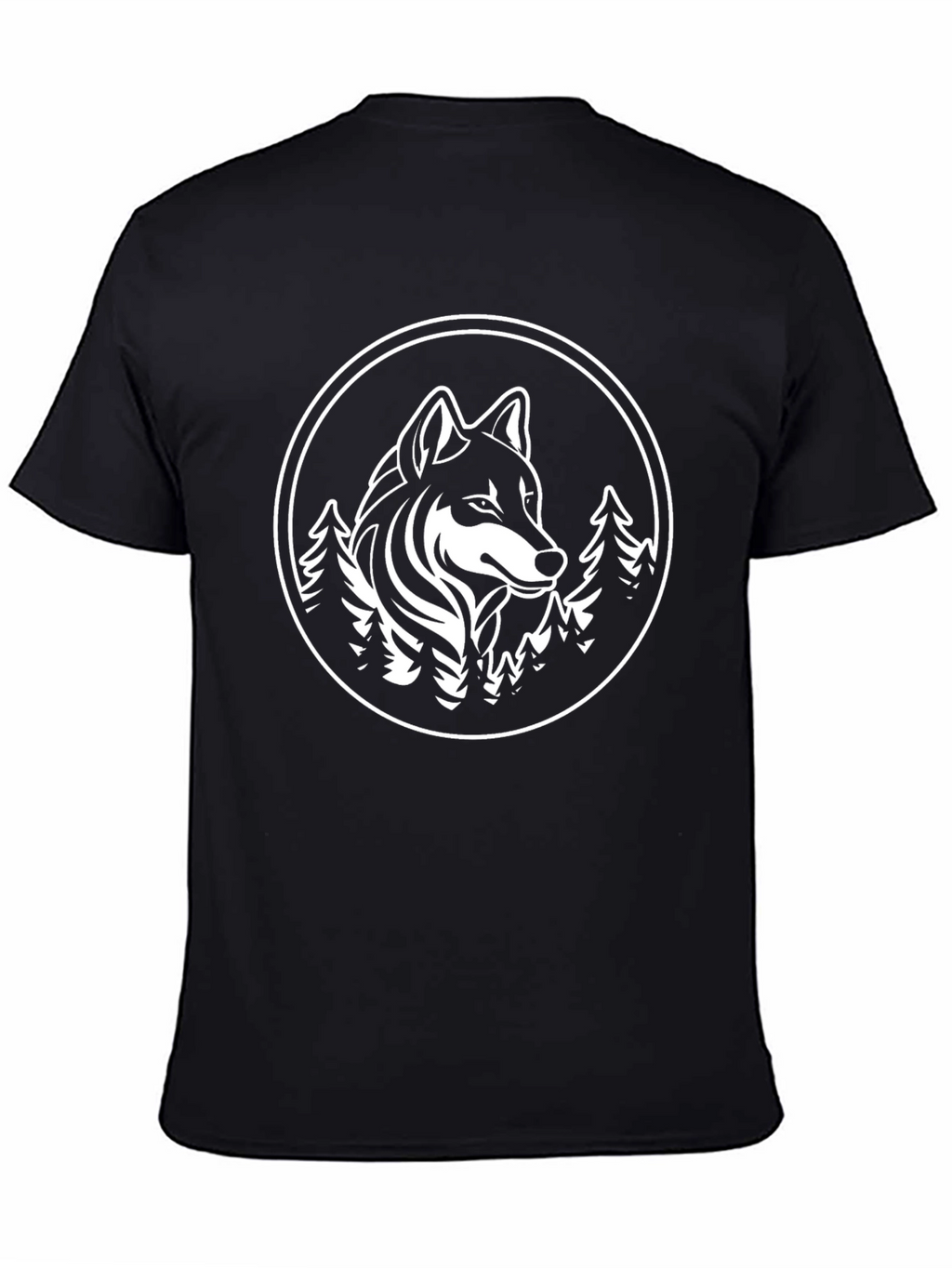 Wolf & Trees Graphic Print Black T-Shirt