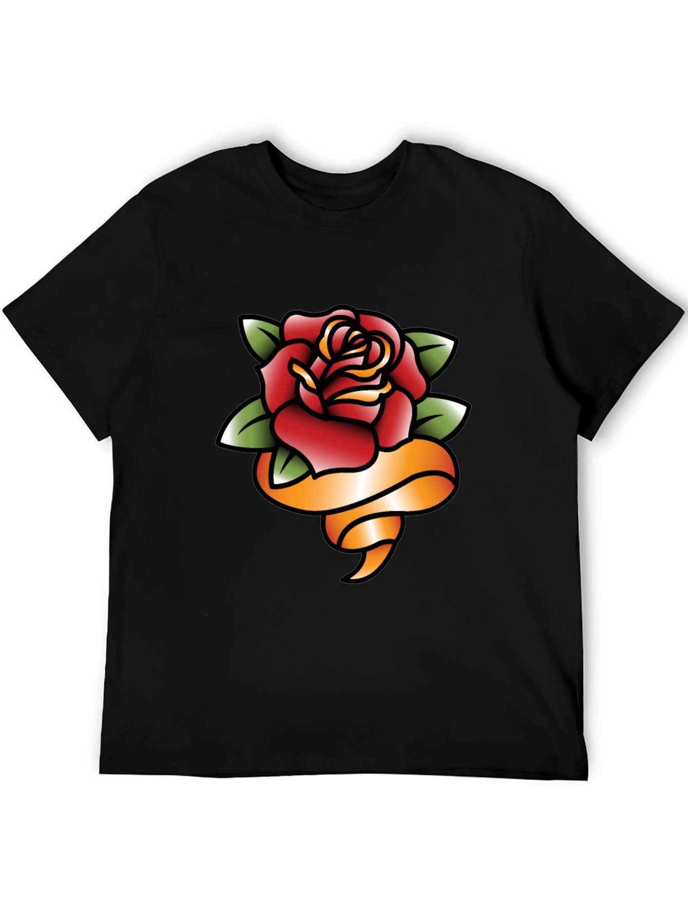 Rose and Ribbon Graphic Tee - Classic Tattoo Style