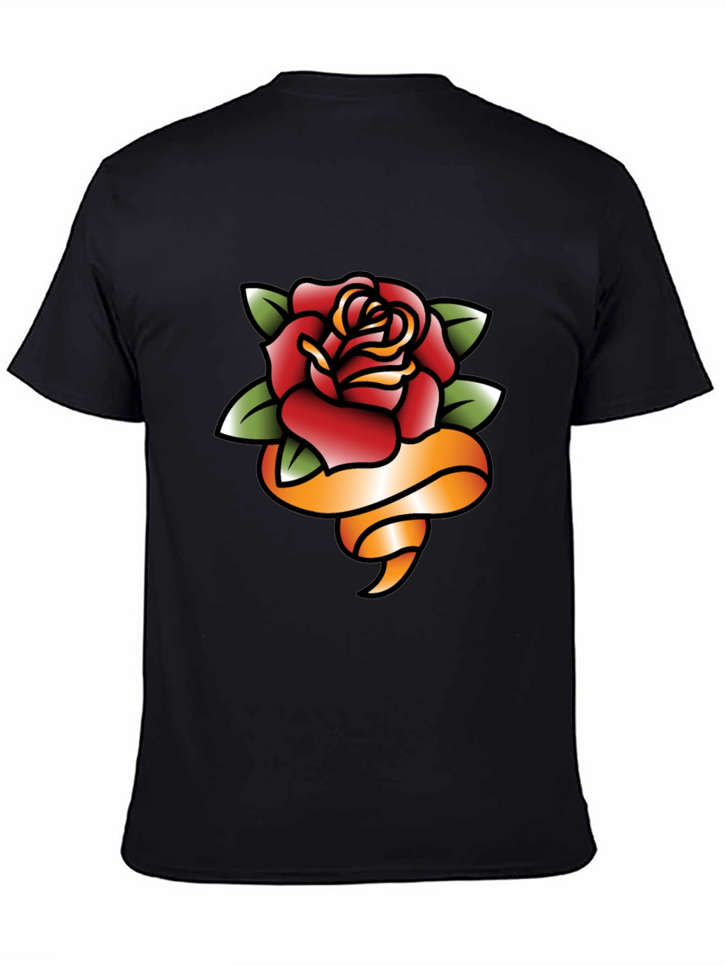 Rose and Ribbon Graphic Tee - Classic Tattoo Style