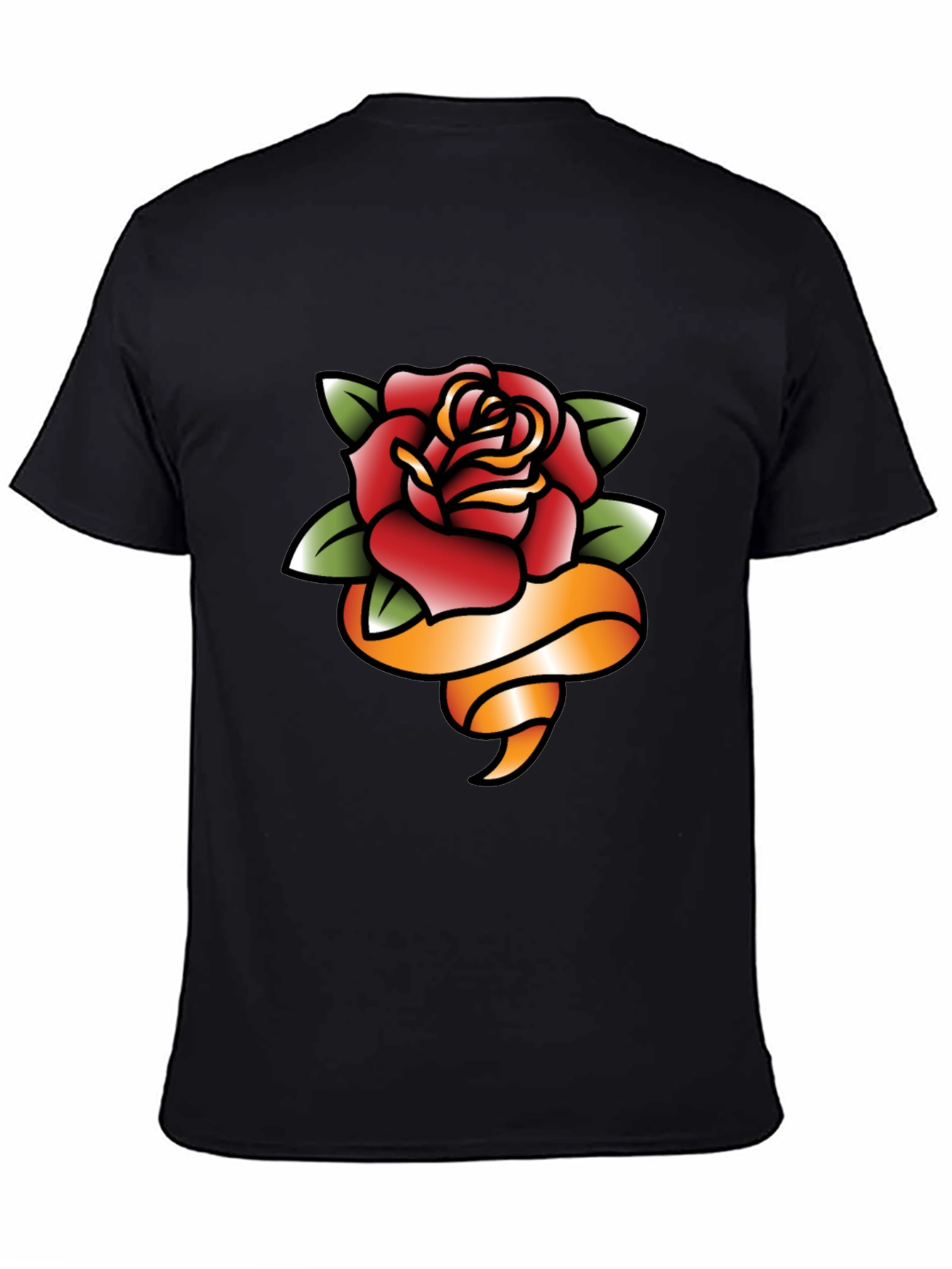 Rose and Ribbon Graphic Tee - Classic Tattoo Style