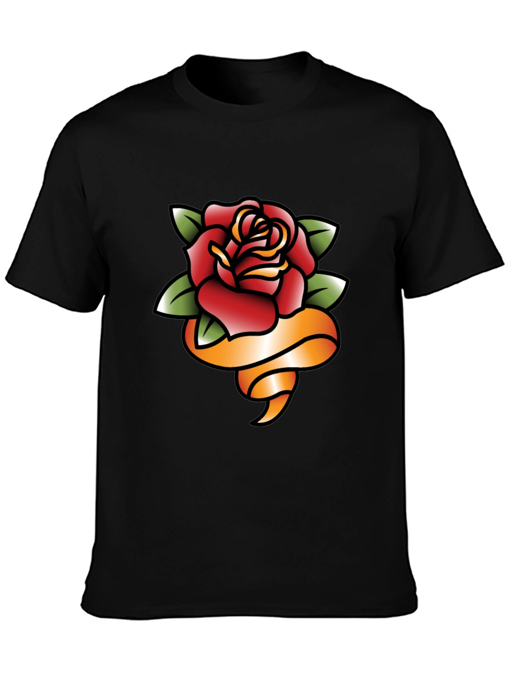Rose and Ribbon Graphic Tee - Classic Tattoo Style