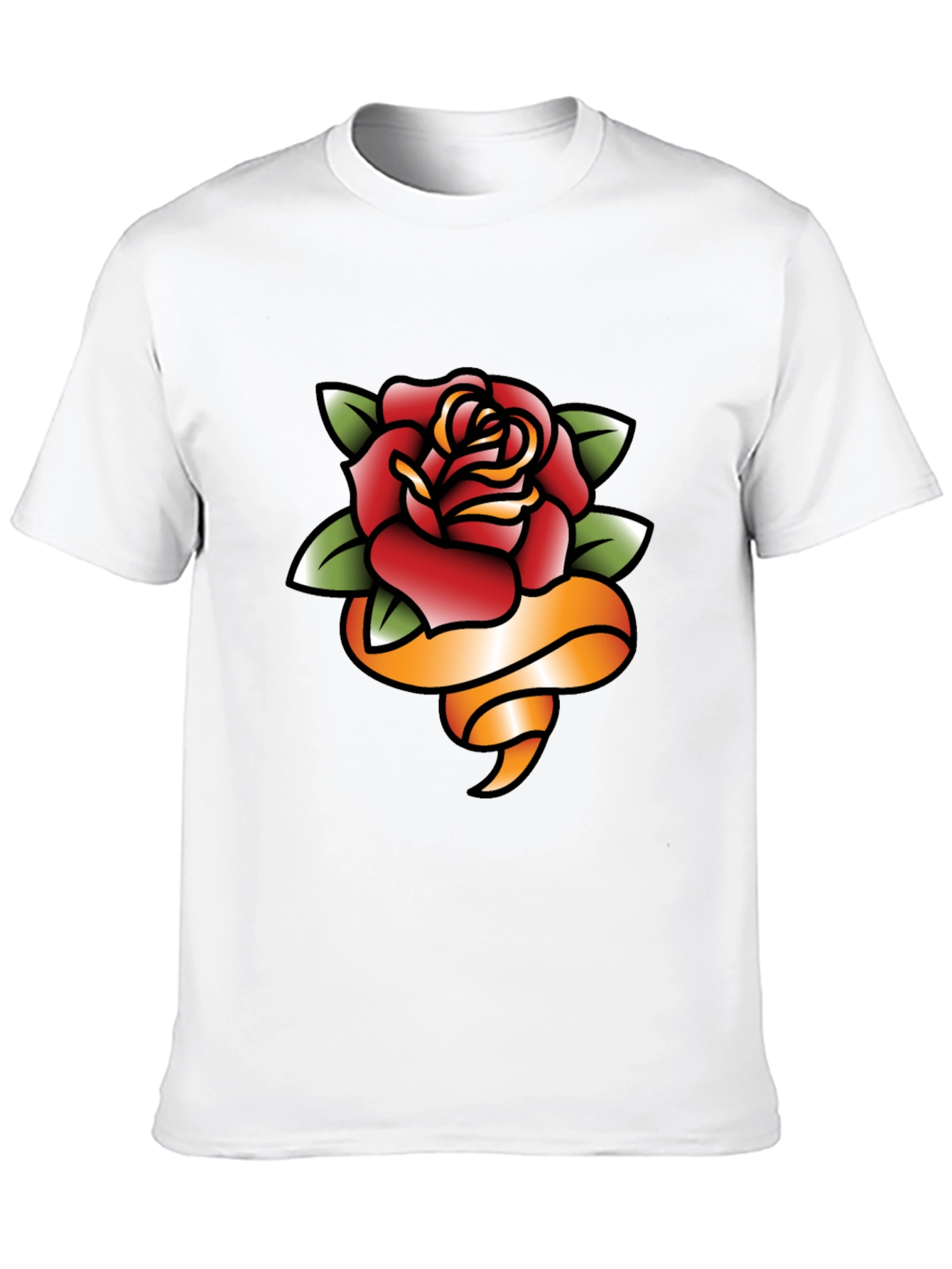 Rose and Ribbon Graphic Tee - Classic Tattoo Style