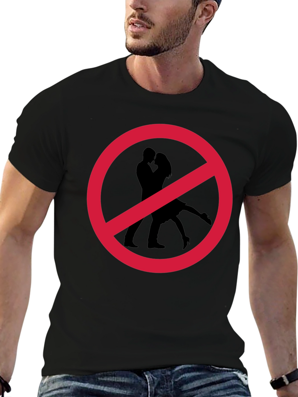 No Kissing T-Shirt Black