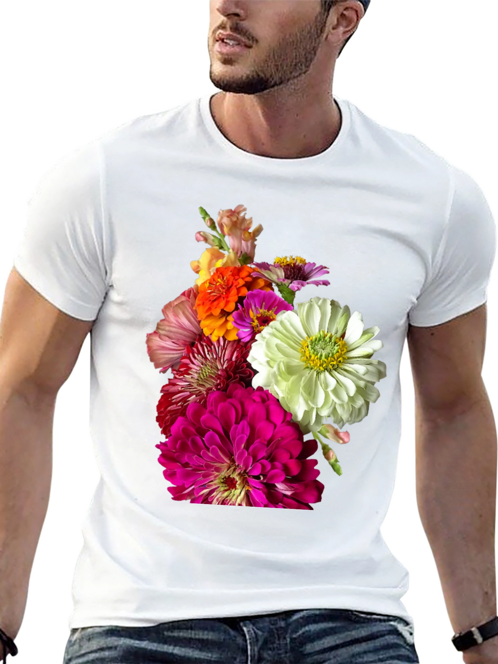 Floral Bouquet Graphic Tee - Unique Botanical Design