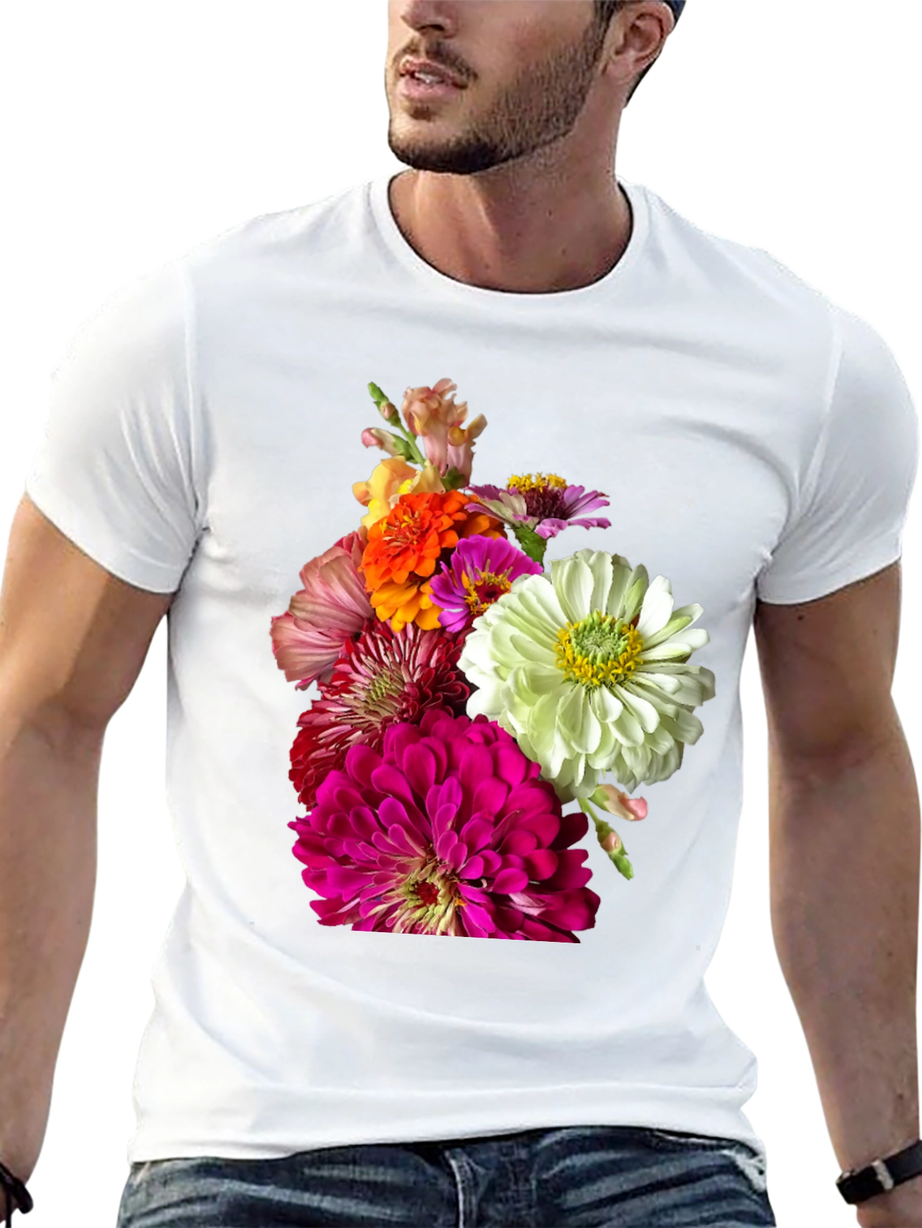 Floral Bouquet Graphic Tee - Unique Botanical Design