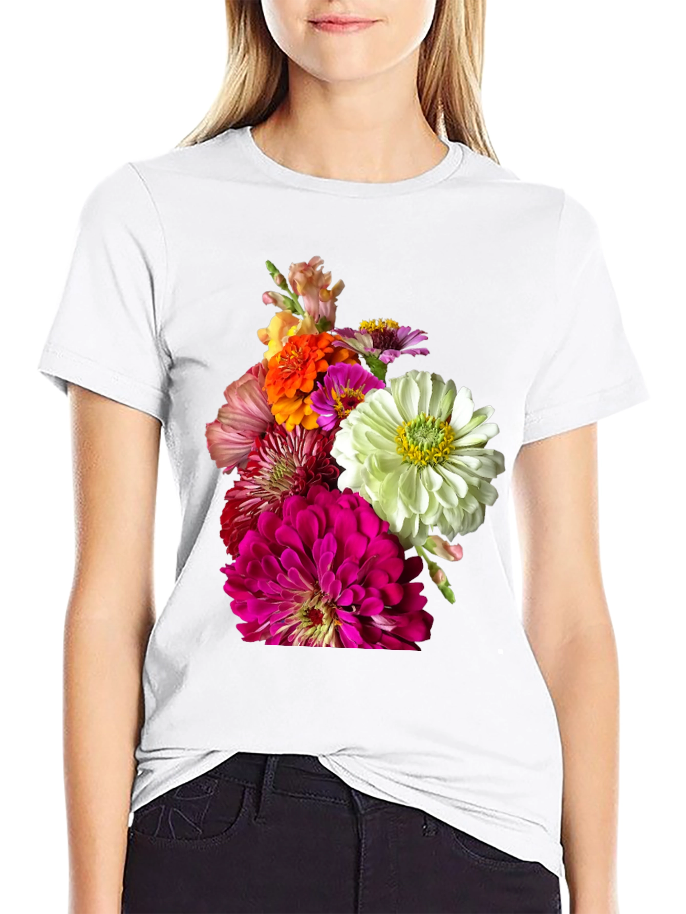 Floral Bouquet Graphic Tee - Unique Botanical Design