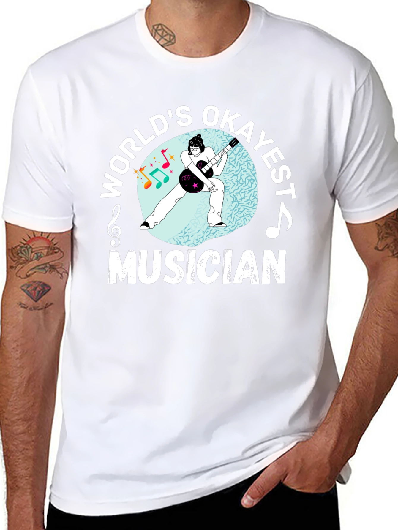 Worlds Okayest Musician Black Graphic Tee
