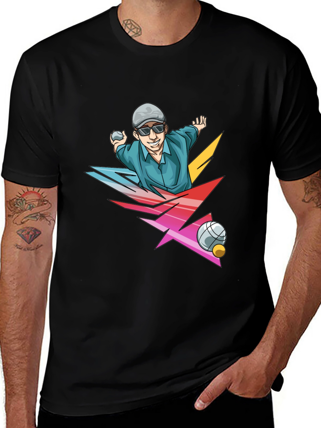 Funky Bocce Ball Graphic T-Shirt