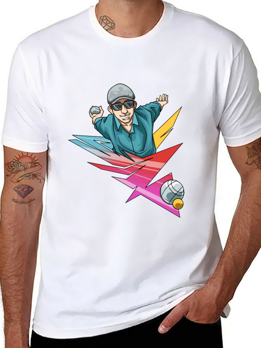 Funky Bocce Ball Graphic T-Shirt
