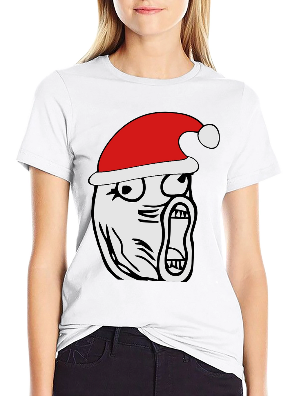 Christmas Rage Face Black T-Shirt