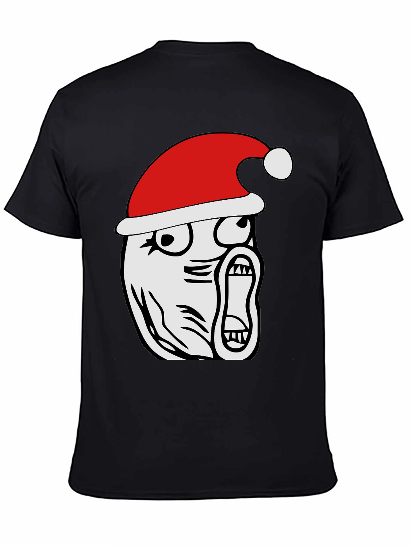Christmas Rage Face Black T-Shirt