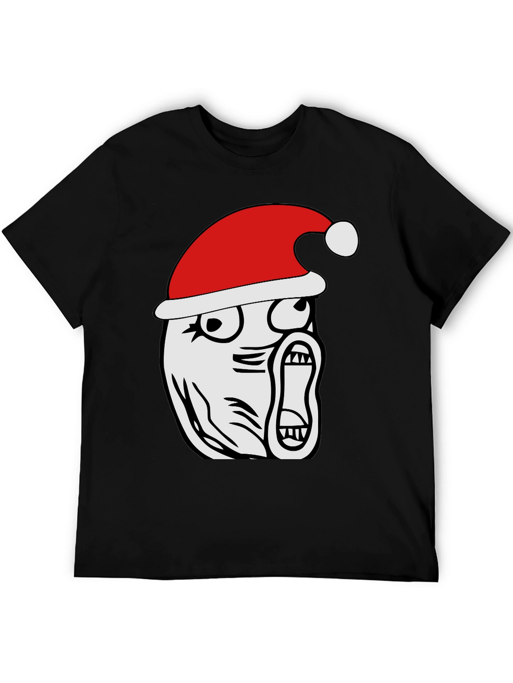 Christmas Rage Face Black T-Shirt