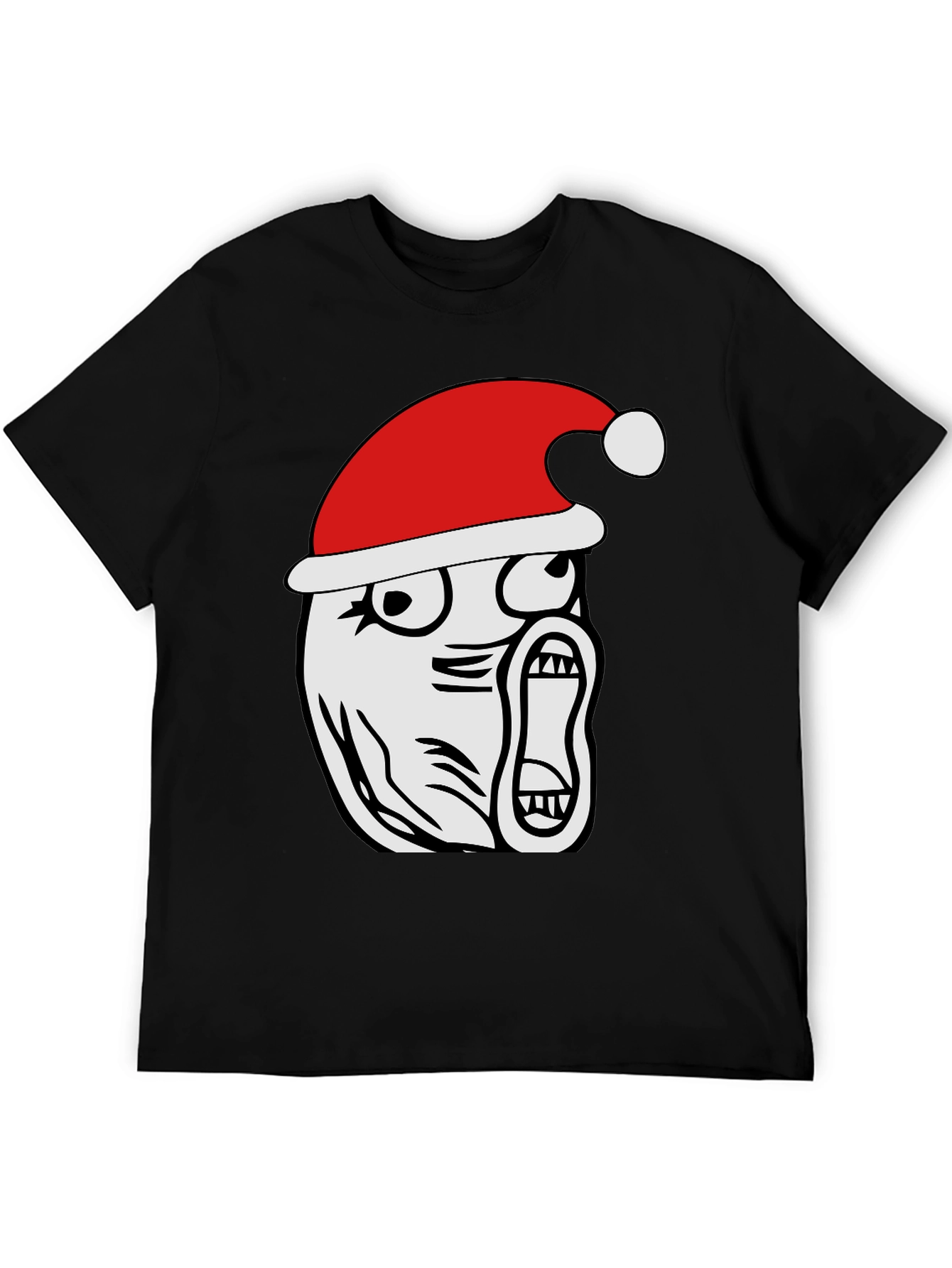 Christmas Rage Face Black T-Shirt