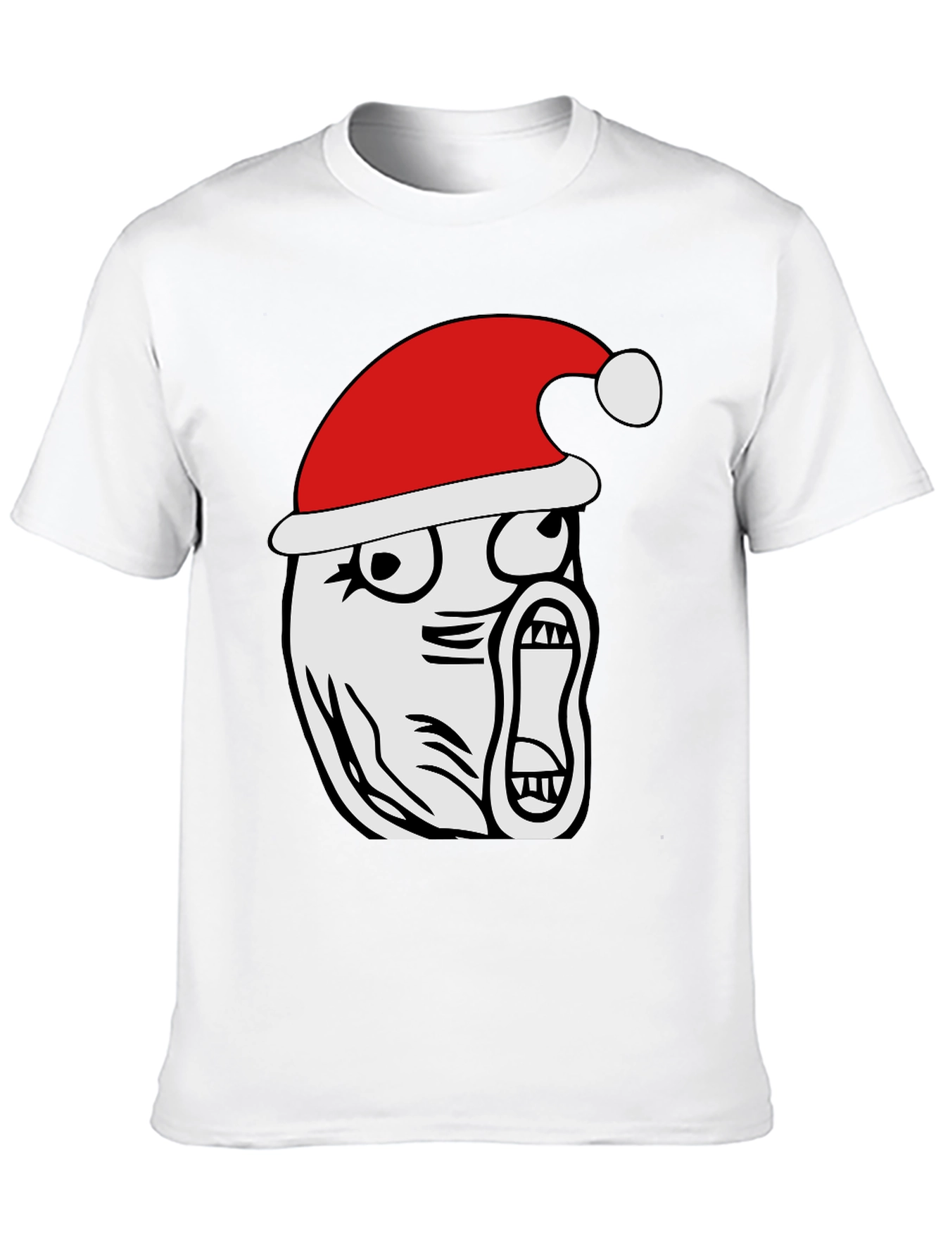 Christmas Rage Face Black T-Shirt