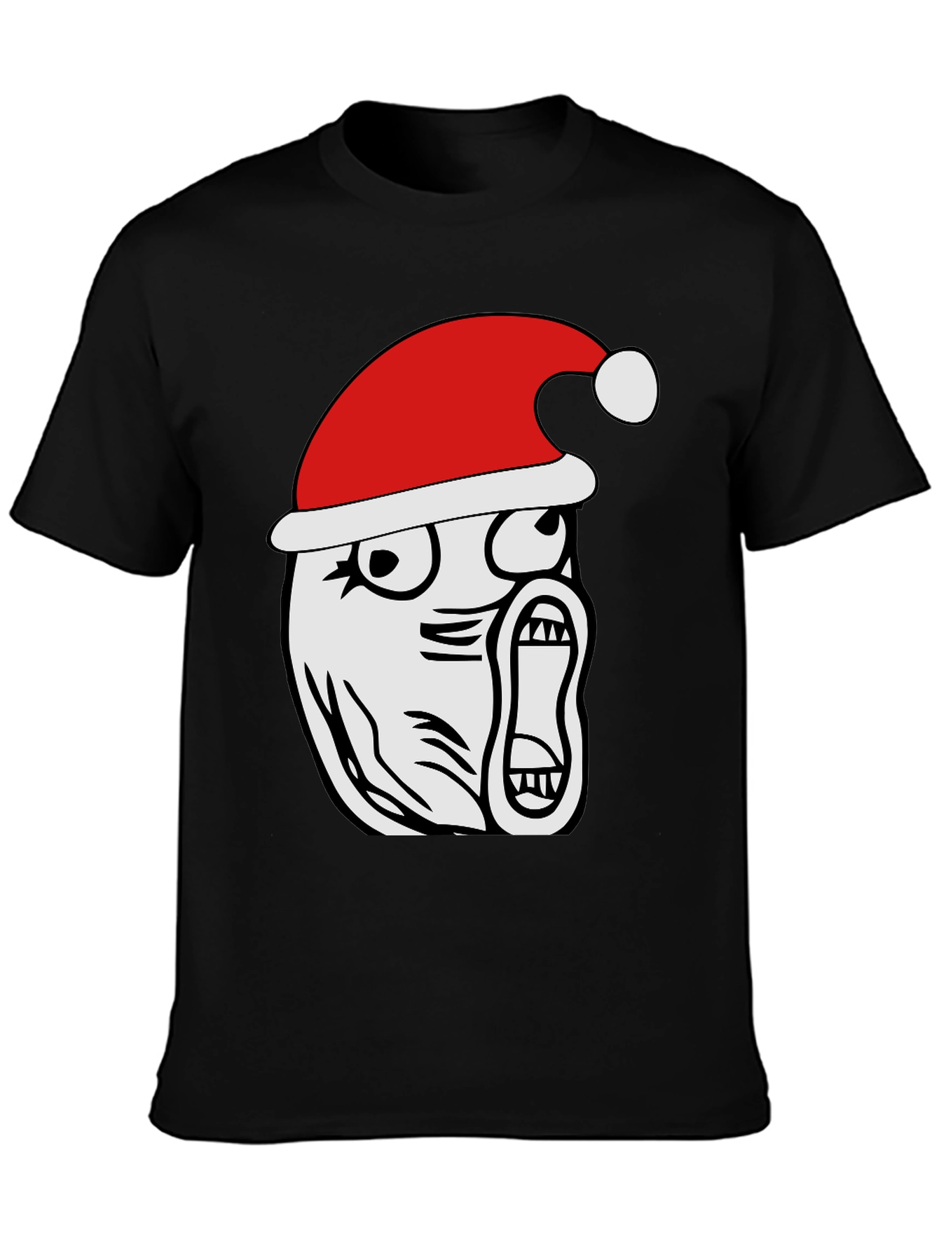 Christmas Rage Face Black T-Shirt