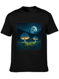 Mushroom Moon Graphic Tee - Black Cotton Blend