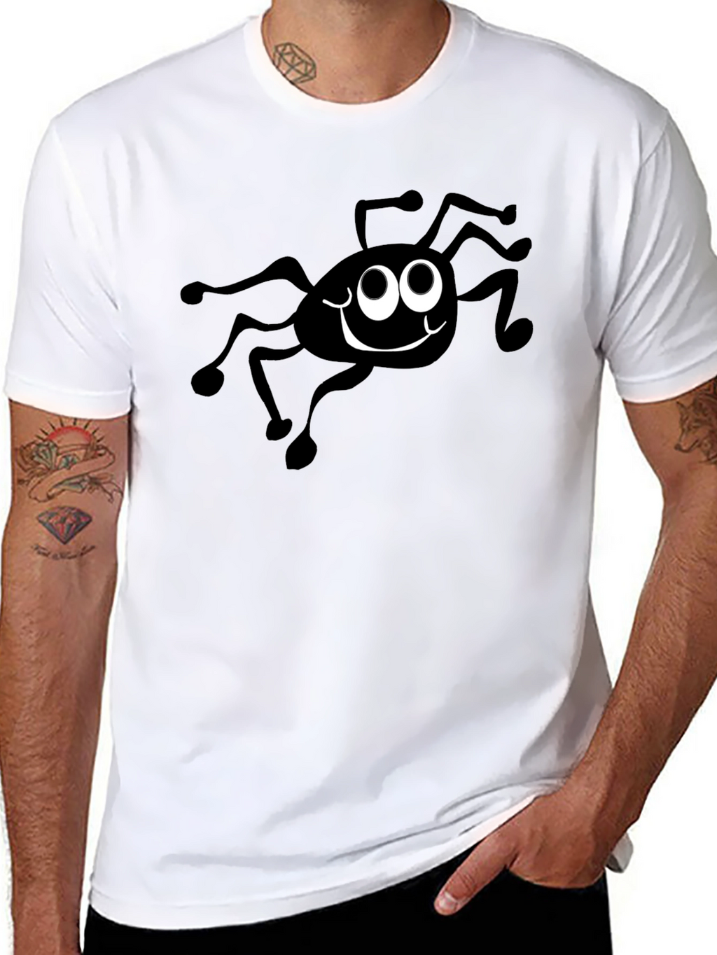 Funny Spider Graphic Black T-Shirt