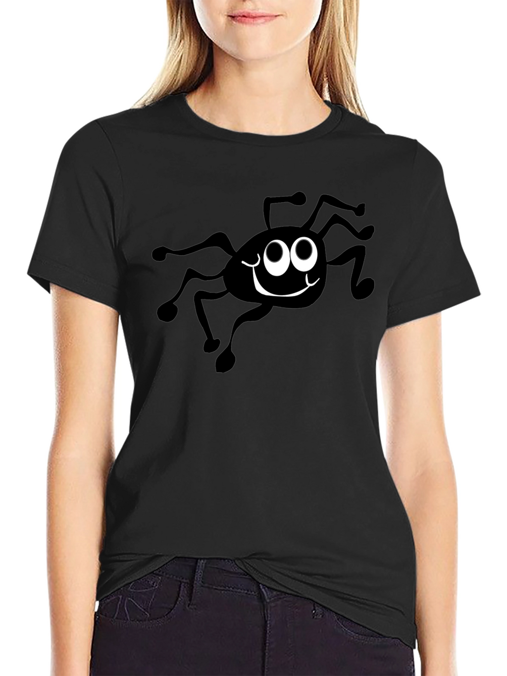 Funny Spider Graphic Black T-Shirt