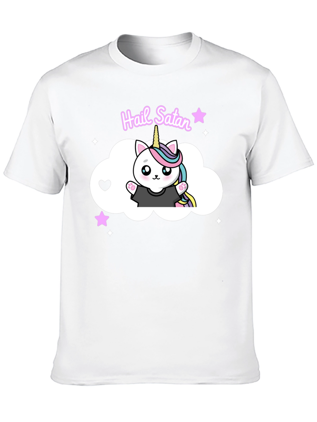 Hail Satan Unicorn Cat Black T-Shirt