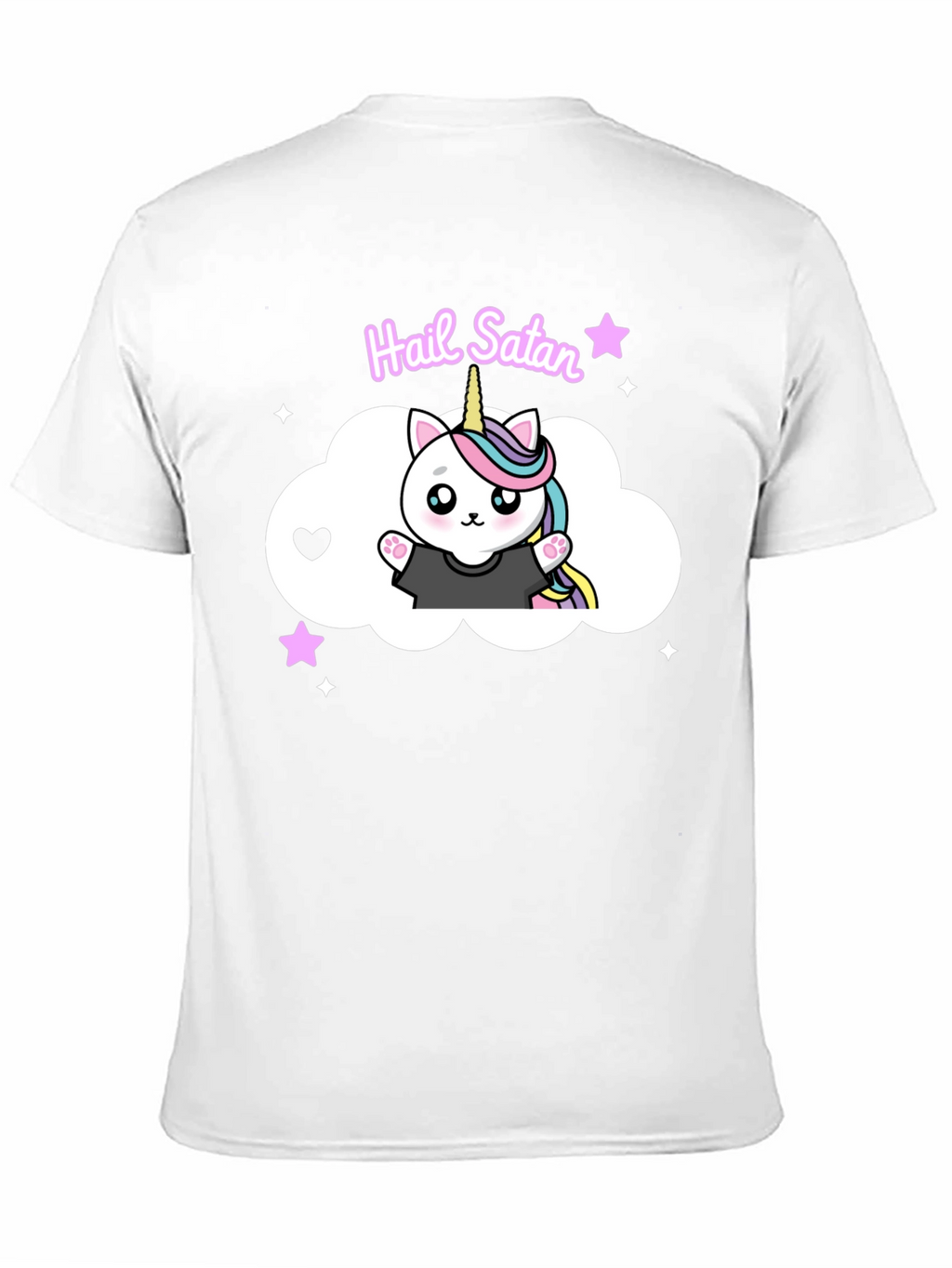 Hail Satan Unicorn Cat Black T-Shirt