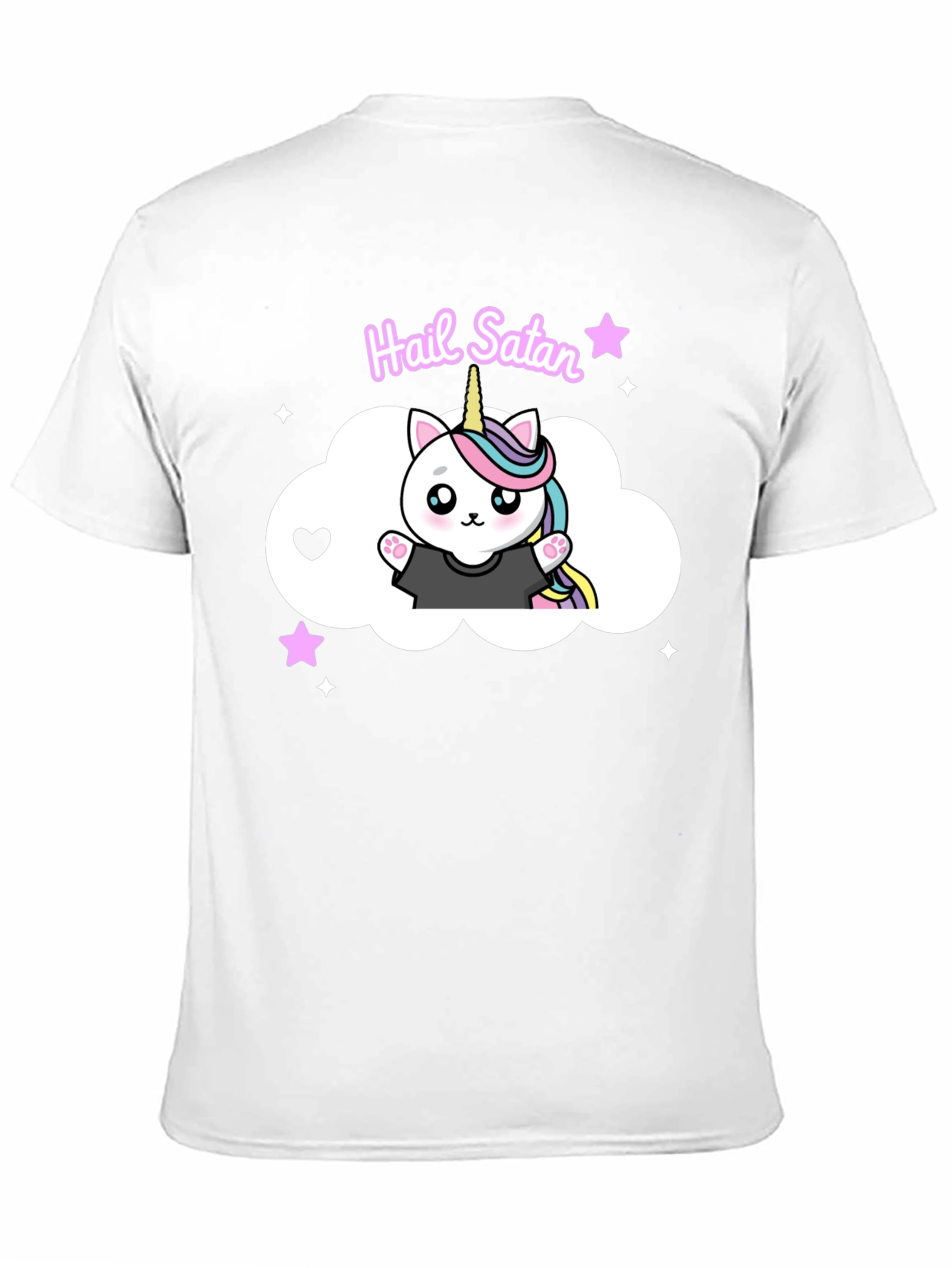 Hail Satan Unicorn Cat Black T-Shirt