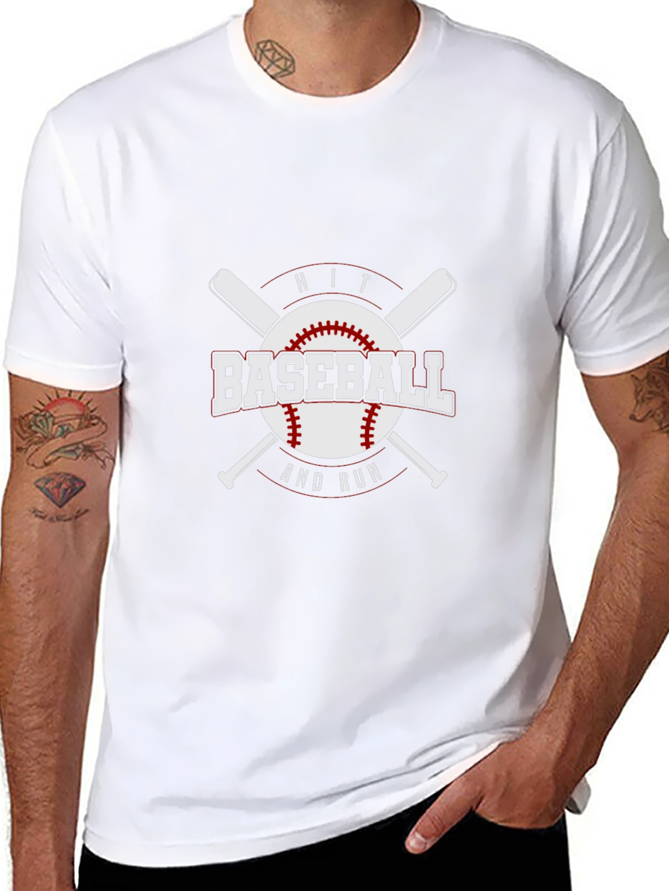 Baseball Hit and Run Graphic T-Shirt