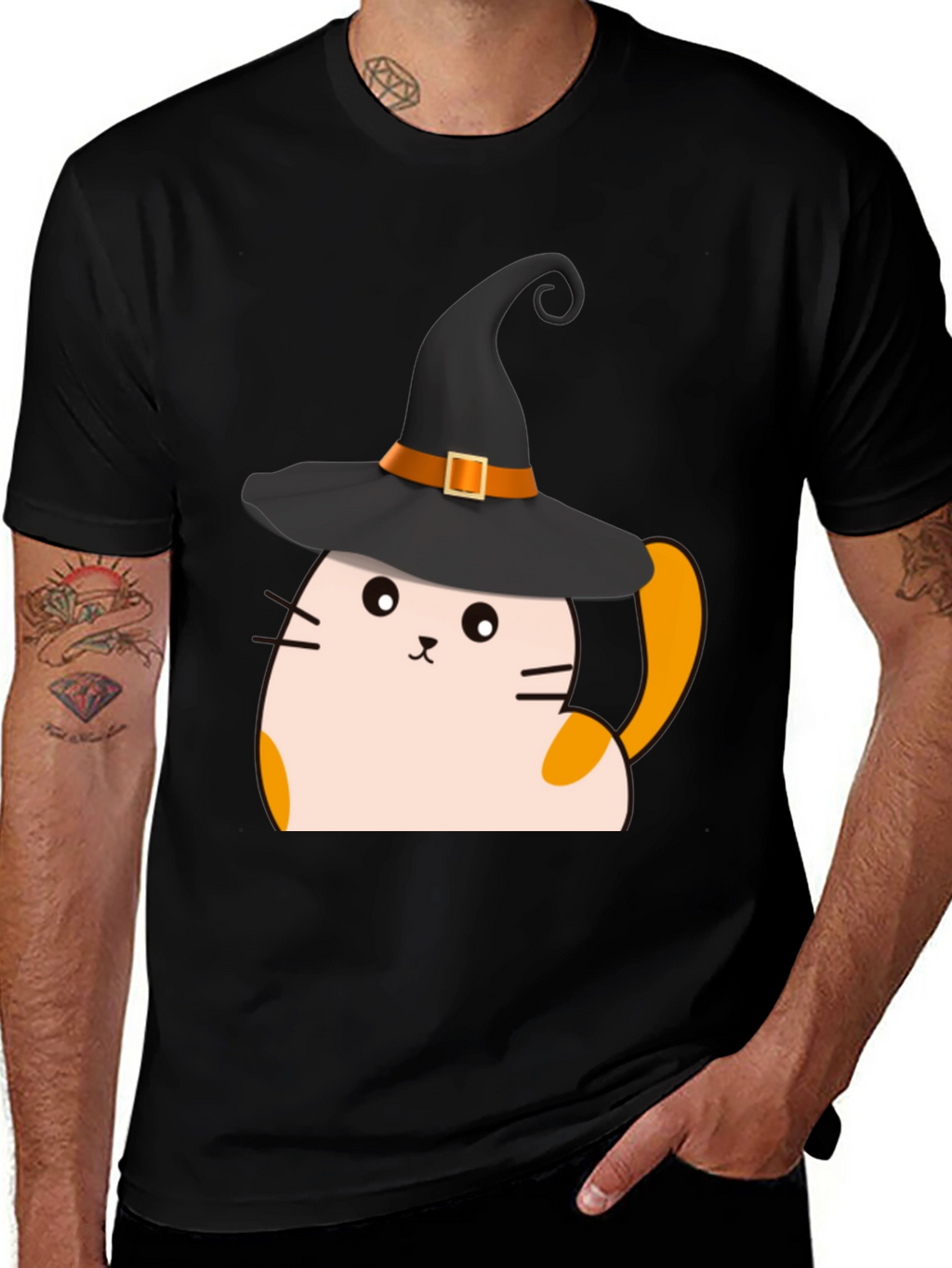 Halloween Cat Witch T-Shirt - Spooky Cute Tee