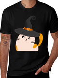 Halloween Cat Witch T-Shirt - Spooky Cute Tee