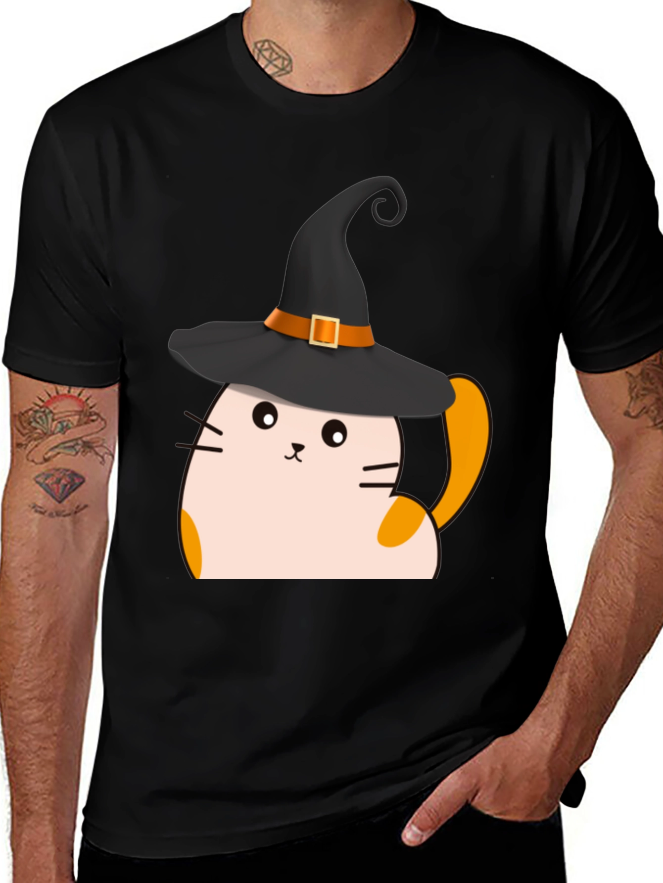 Halloween Cat Witch T-Shirt - Spooky Cute Tee