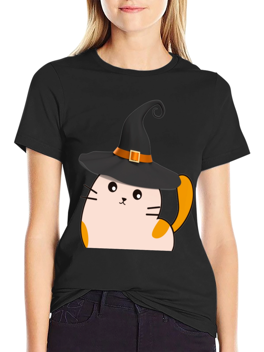 Halloween Cat Witch T-Shirt - Spooky Cute Tee