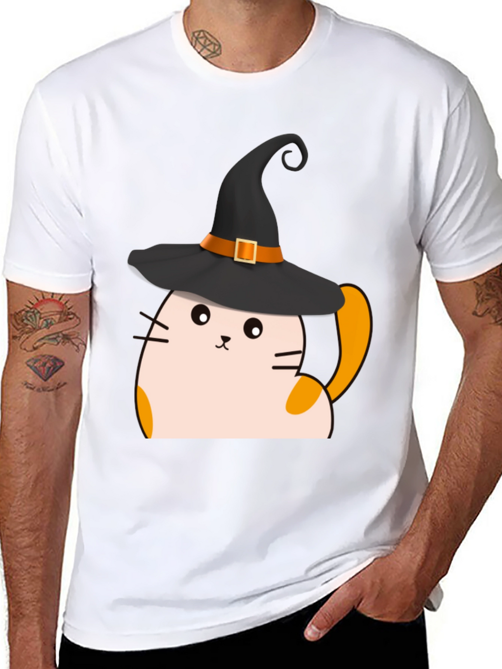 Halloween Cat Witch T-Shirt - Spooky Cute Tee