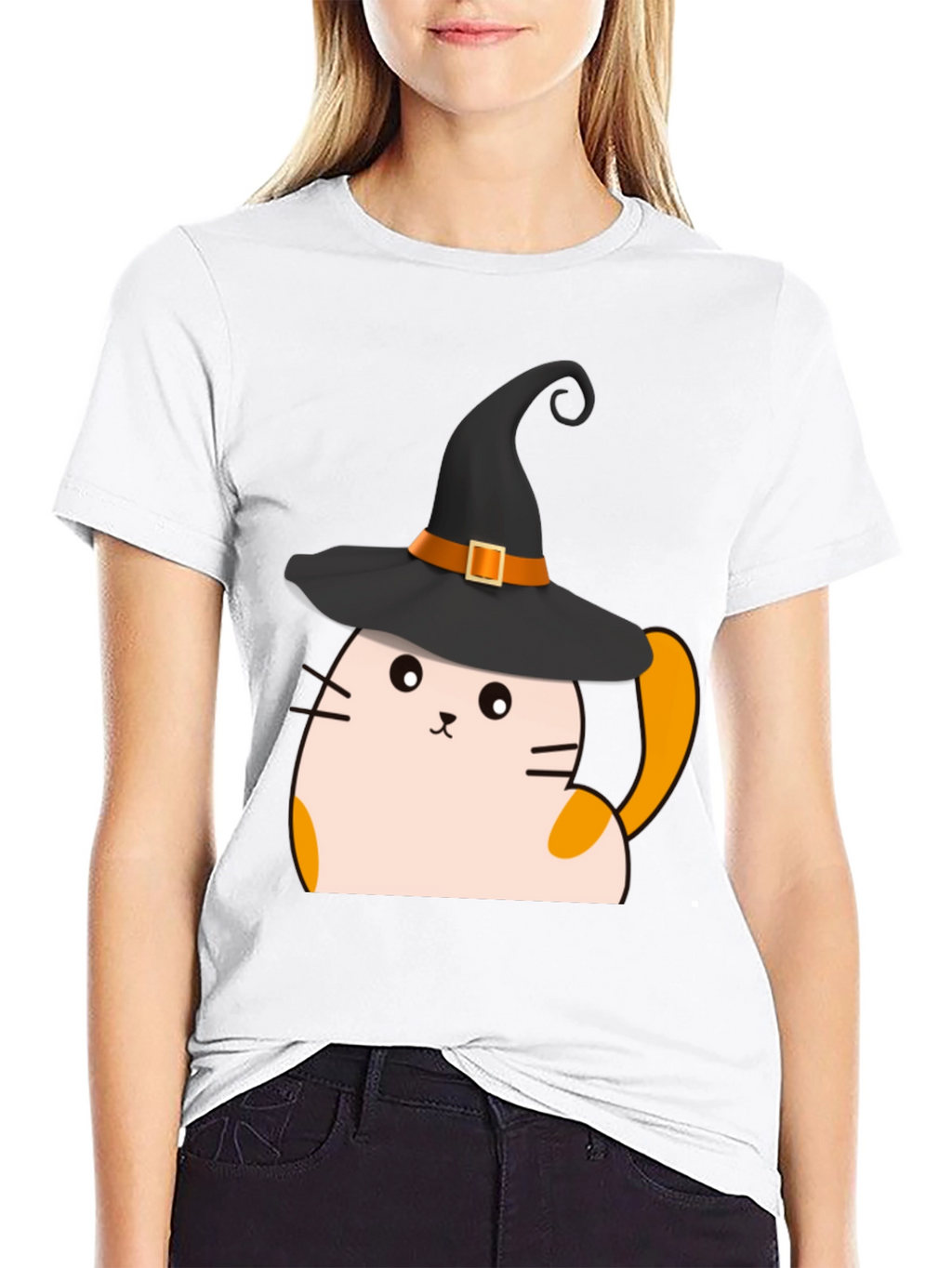 Halloween Cat Witch T-Shirt - Spooky Cute Tee