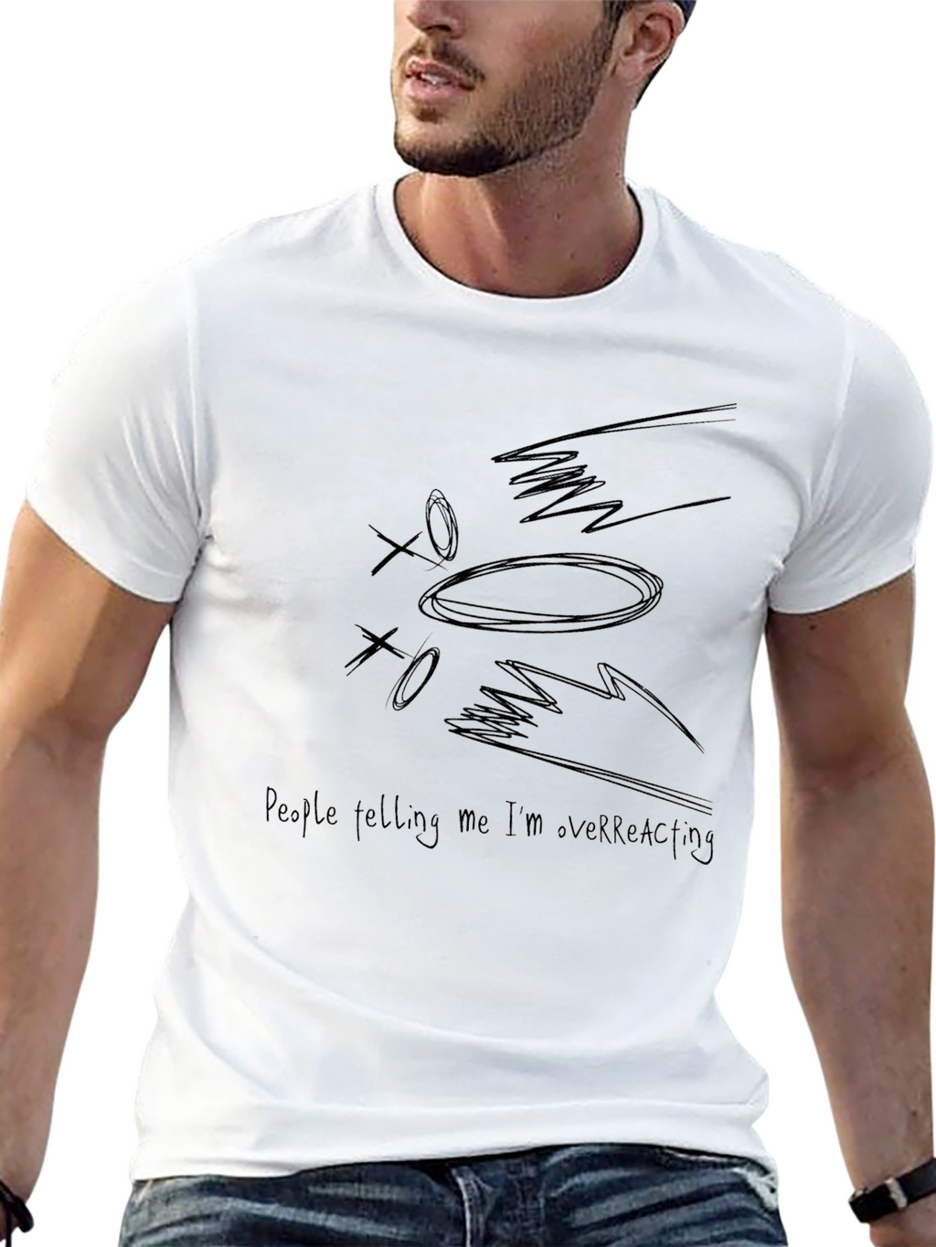 Overreacting Graphic Tee - Mens Black T-Shirt