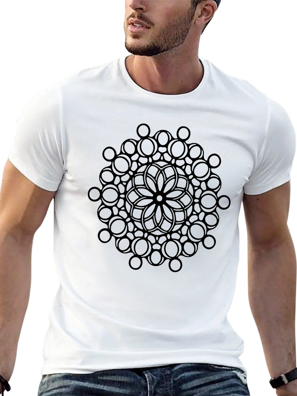 Geometric Mandala Black T-Shirt