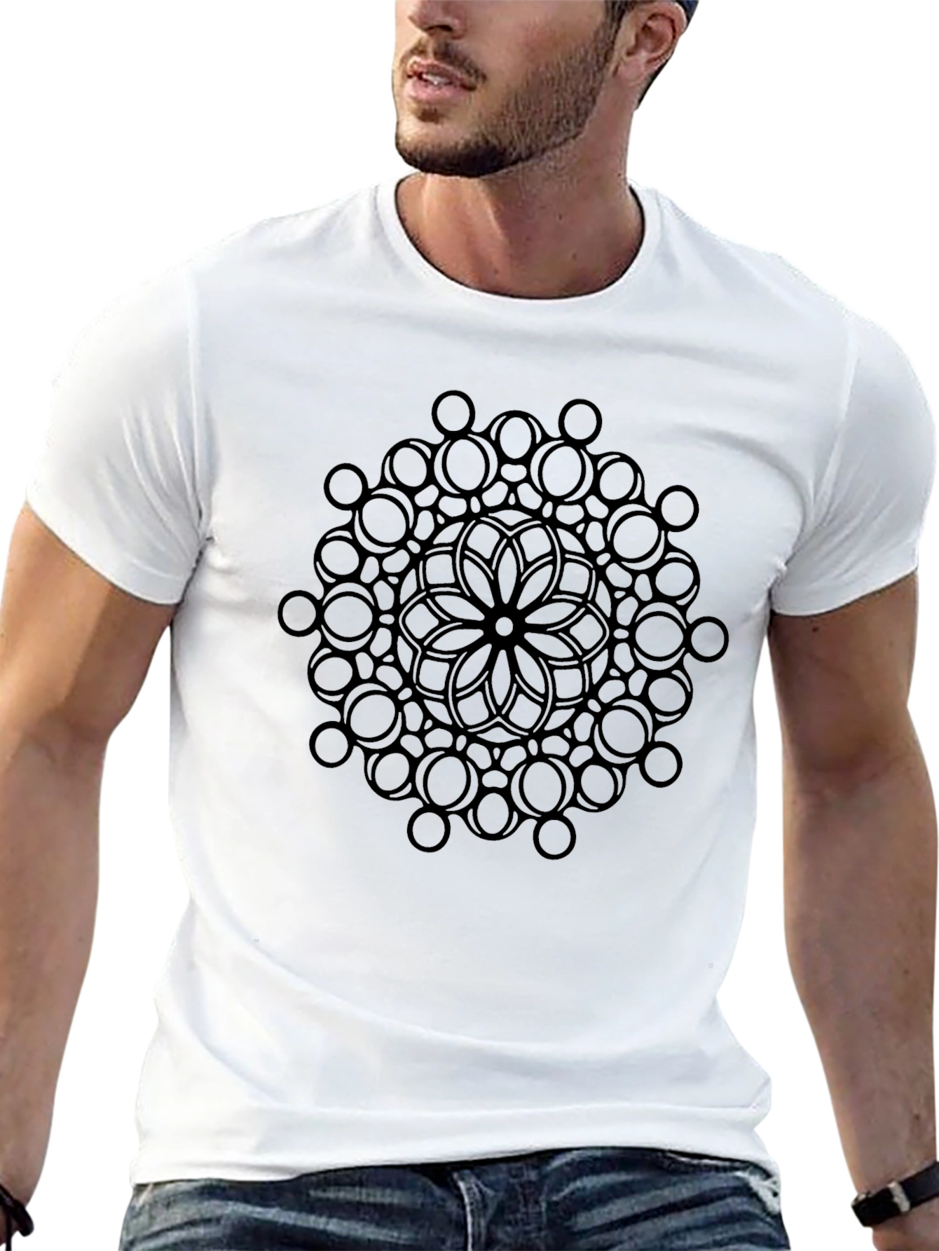 Geometric Mandala Black T-Shirt
