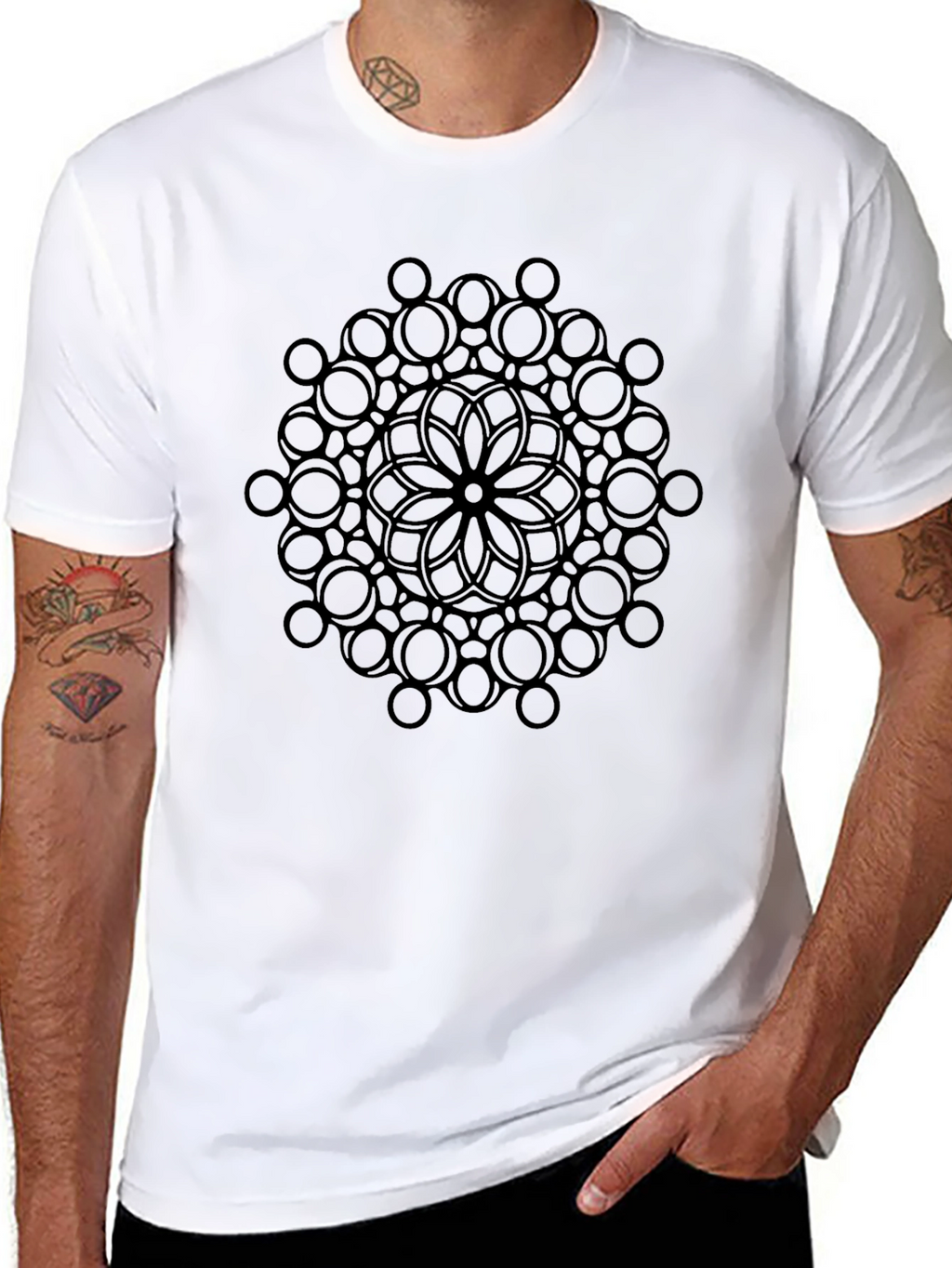 Geometric Mandala Black T-Shirt