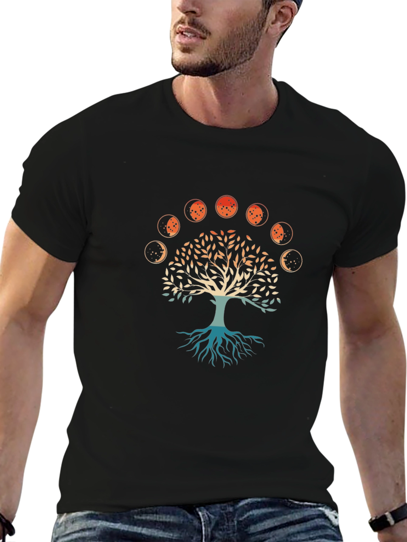 Tree of Life Moon Phases Graphic Tee - Black