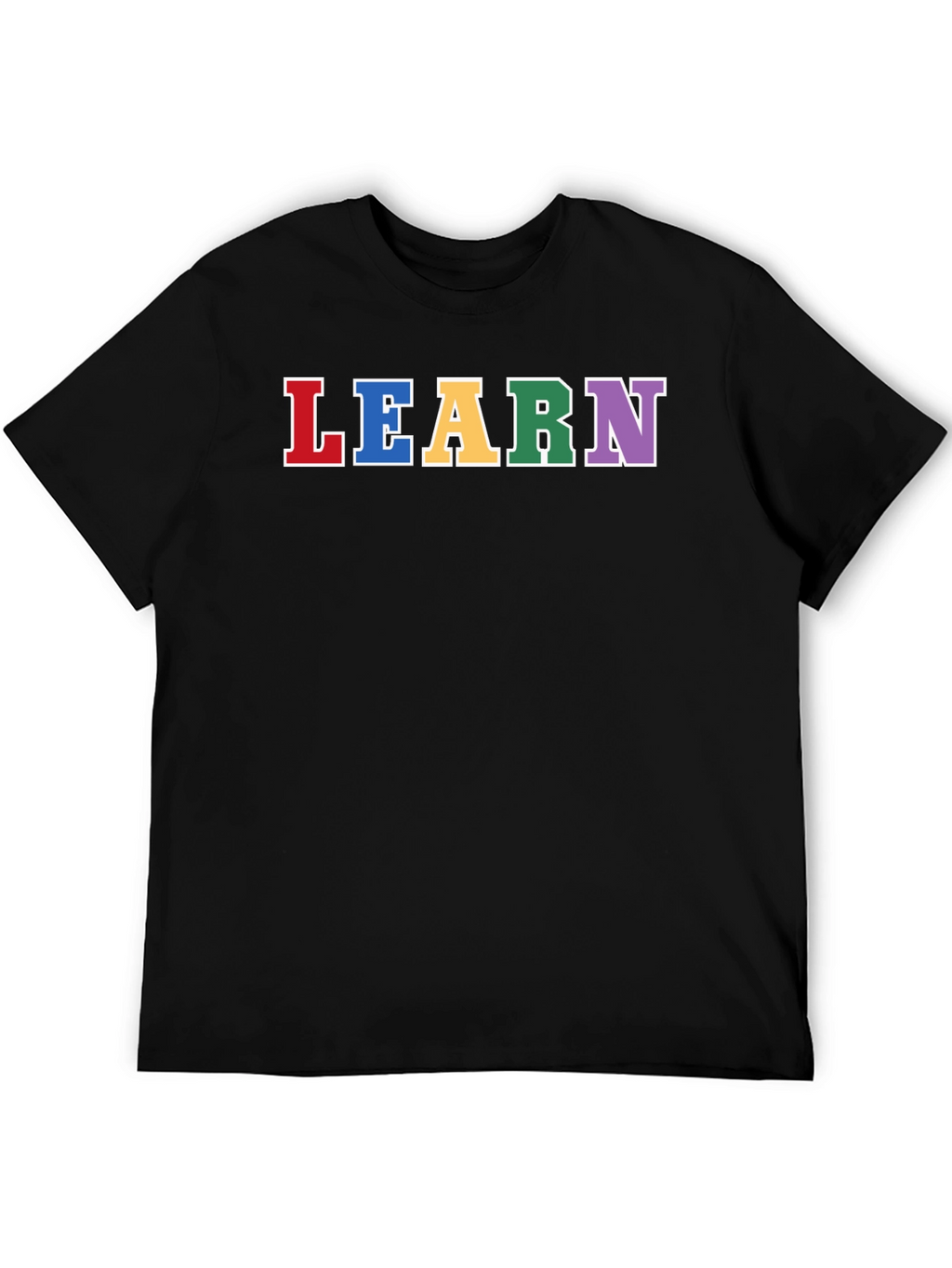 Learn Rainbow Lettering Black T-Shirt