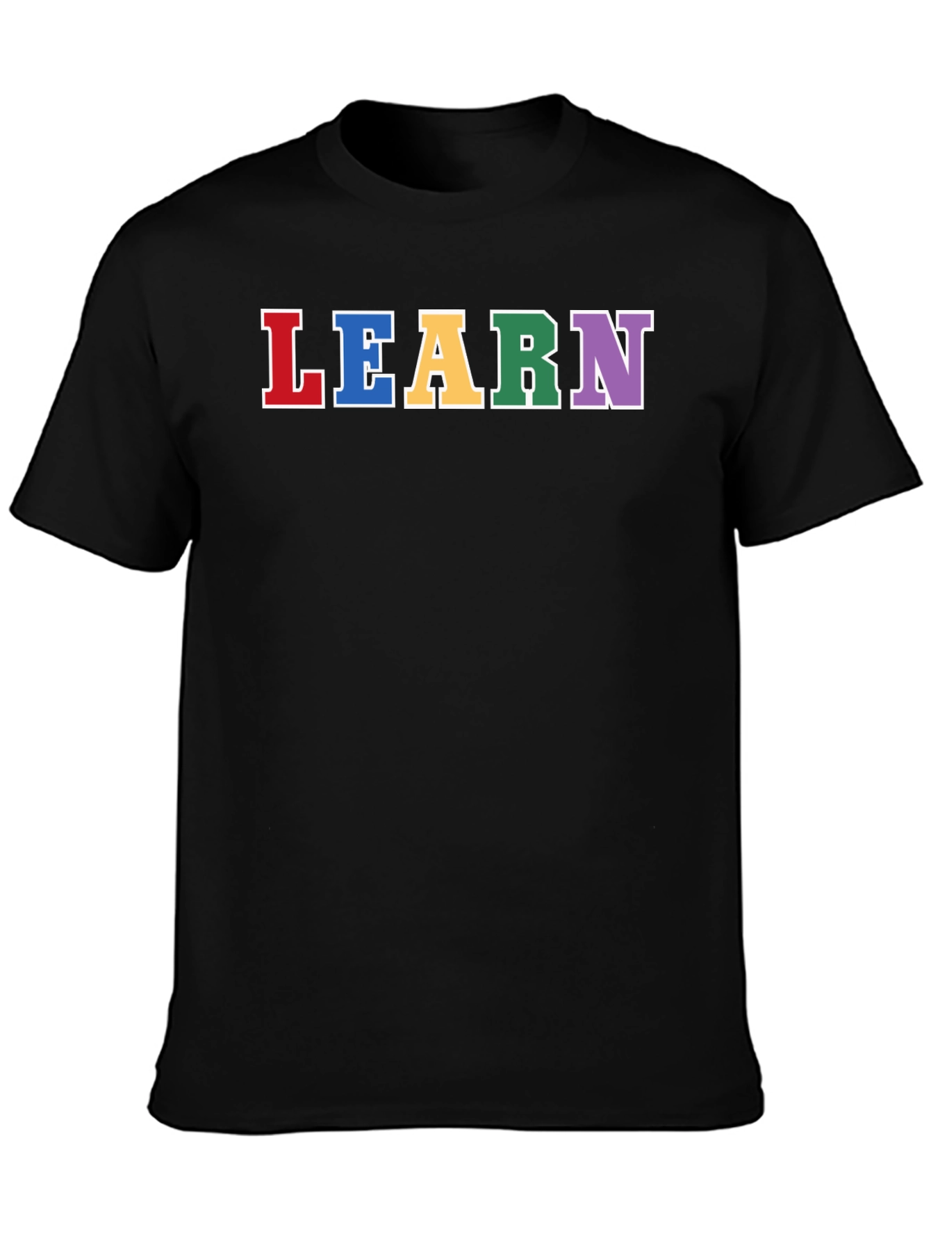 Learn Rainbow Lettering Black T-Shirt