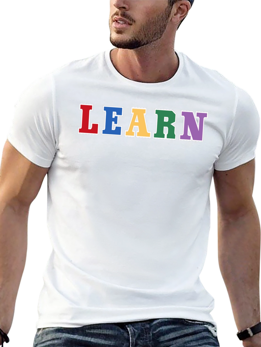 Learn Rainbow Lettering Black T-Shirt