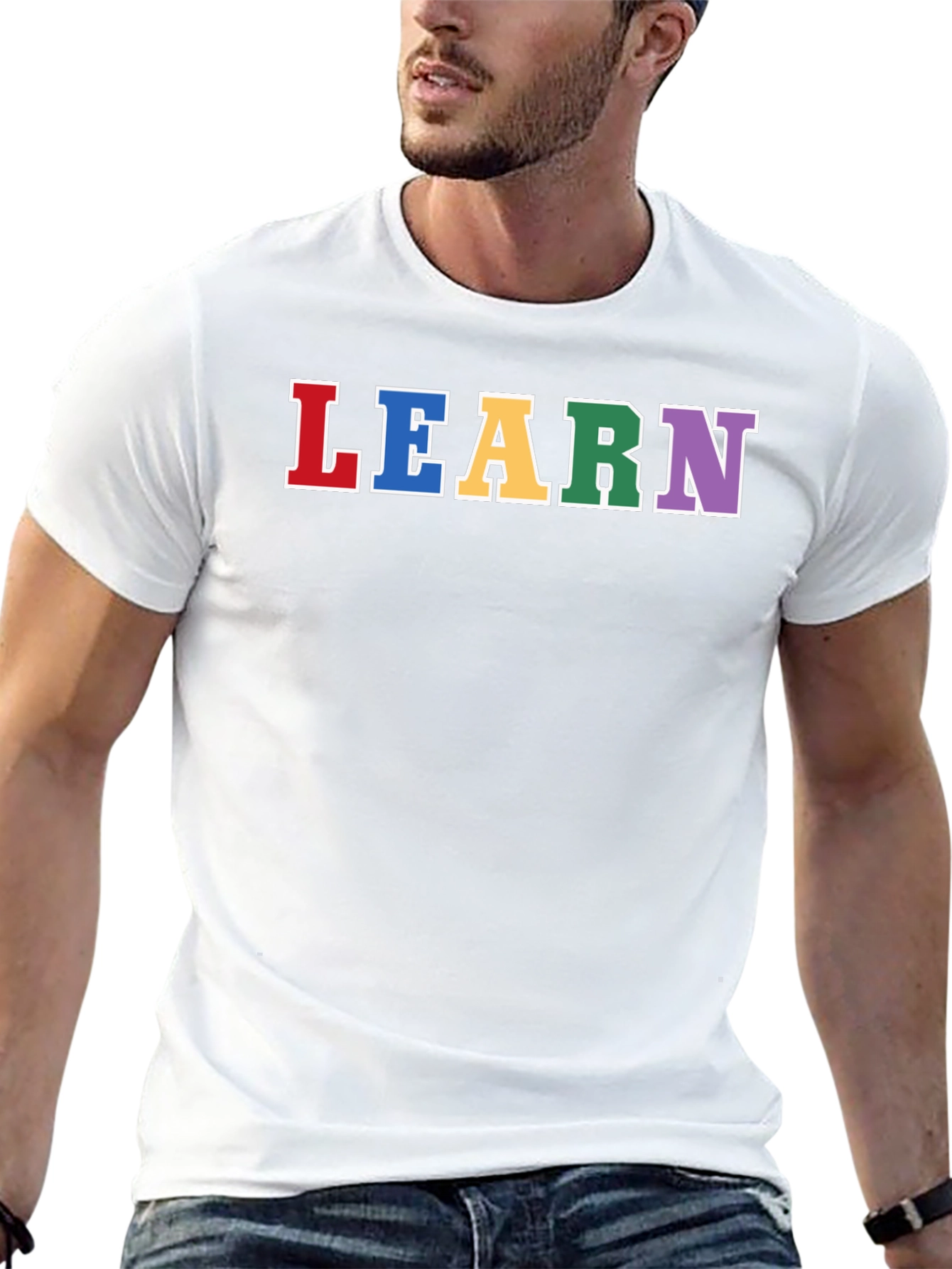 Learn Rainbow Lettering Black T-Shirt