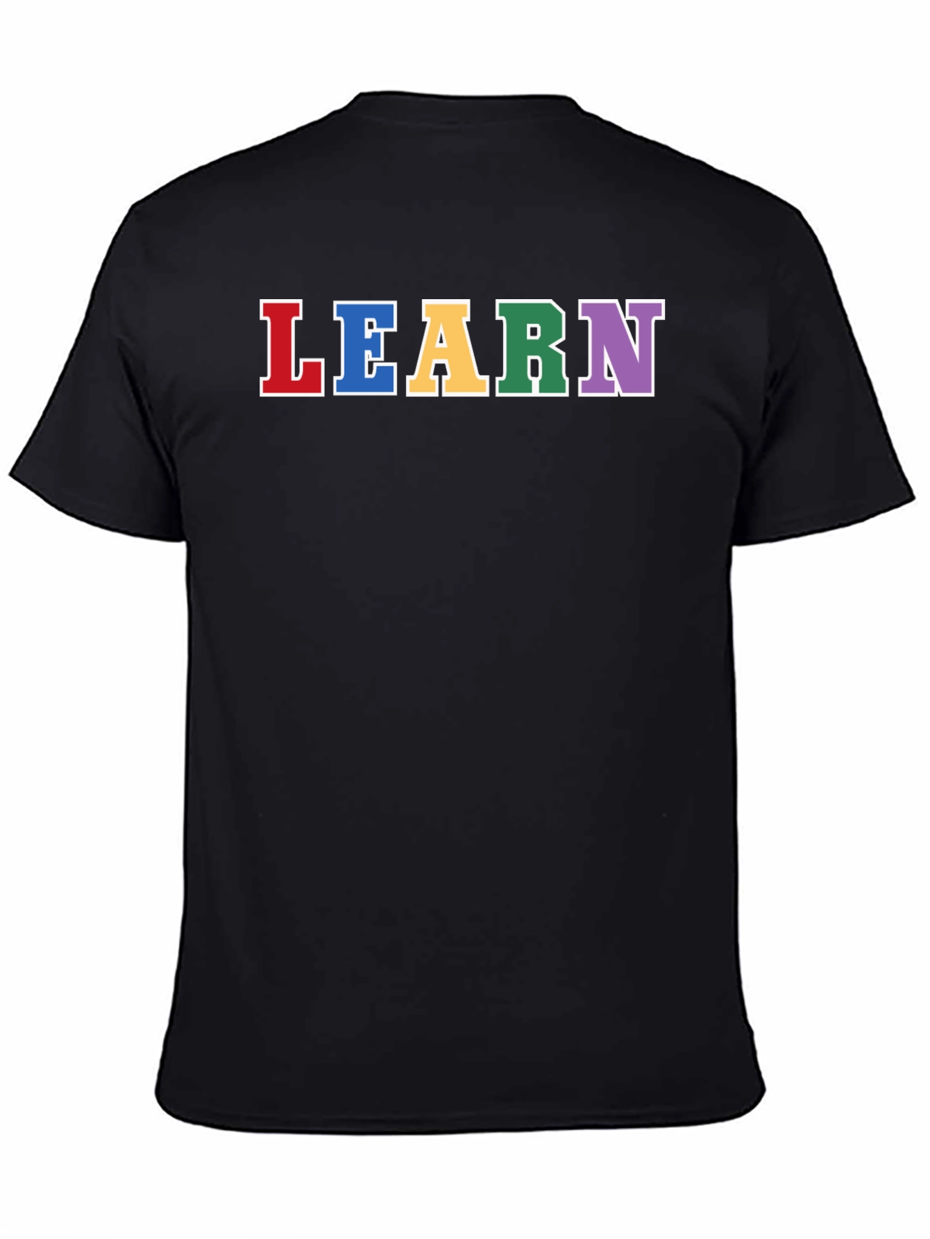 Learn Rainbow Lettering Black T-Shirt