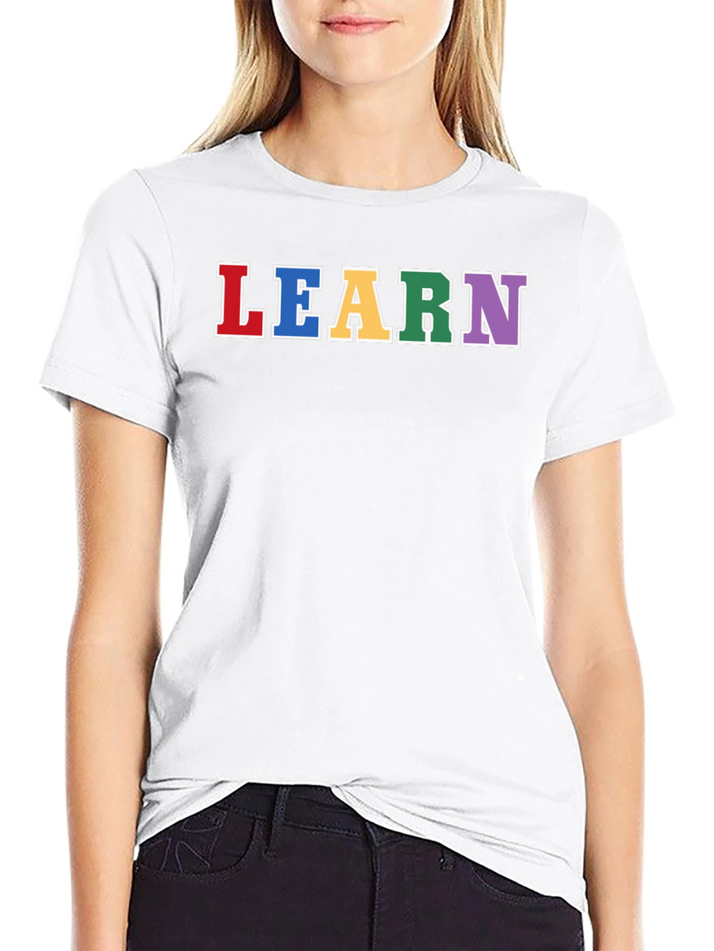 Learn Rainbow Lettering Black T-Shirt