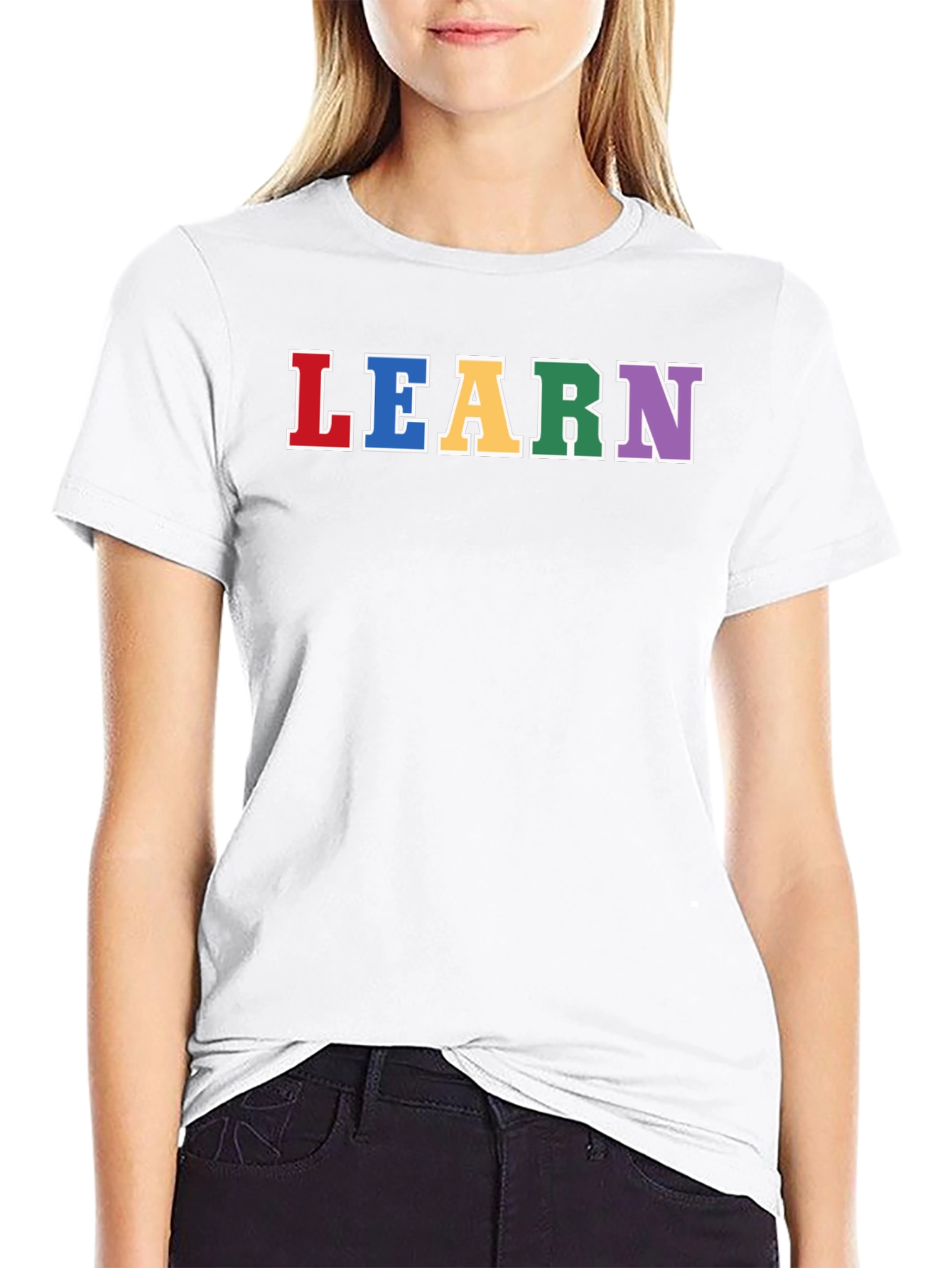 Learn Rainbow Lettering Black T-Shirt