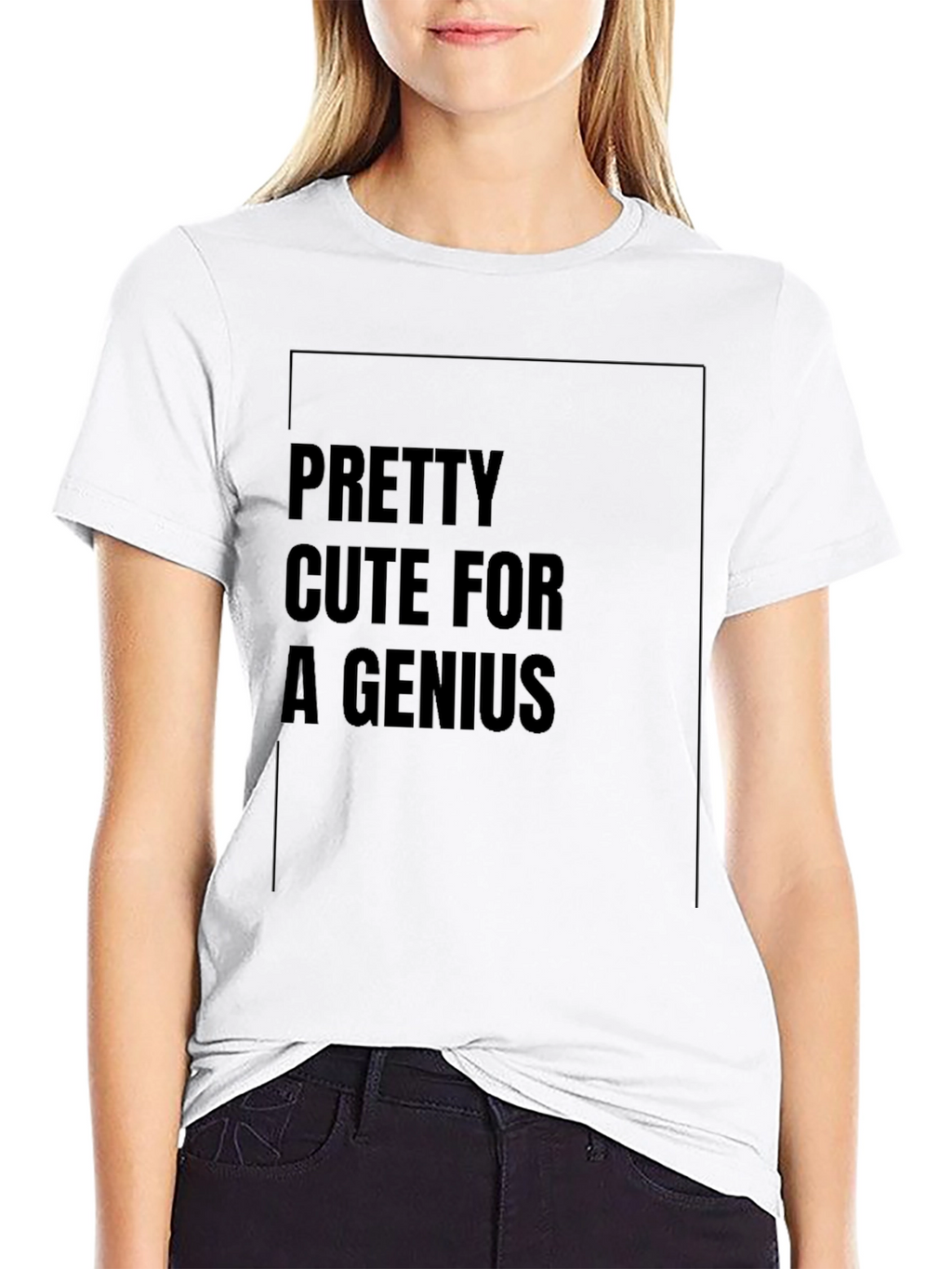 Pretty Cute For A Genius Black Graphic Tee