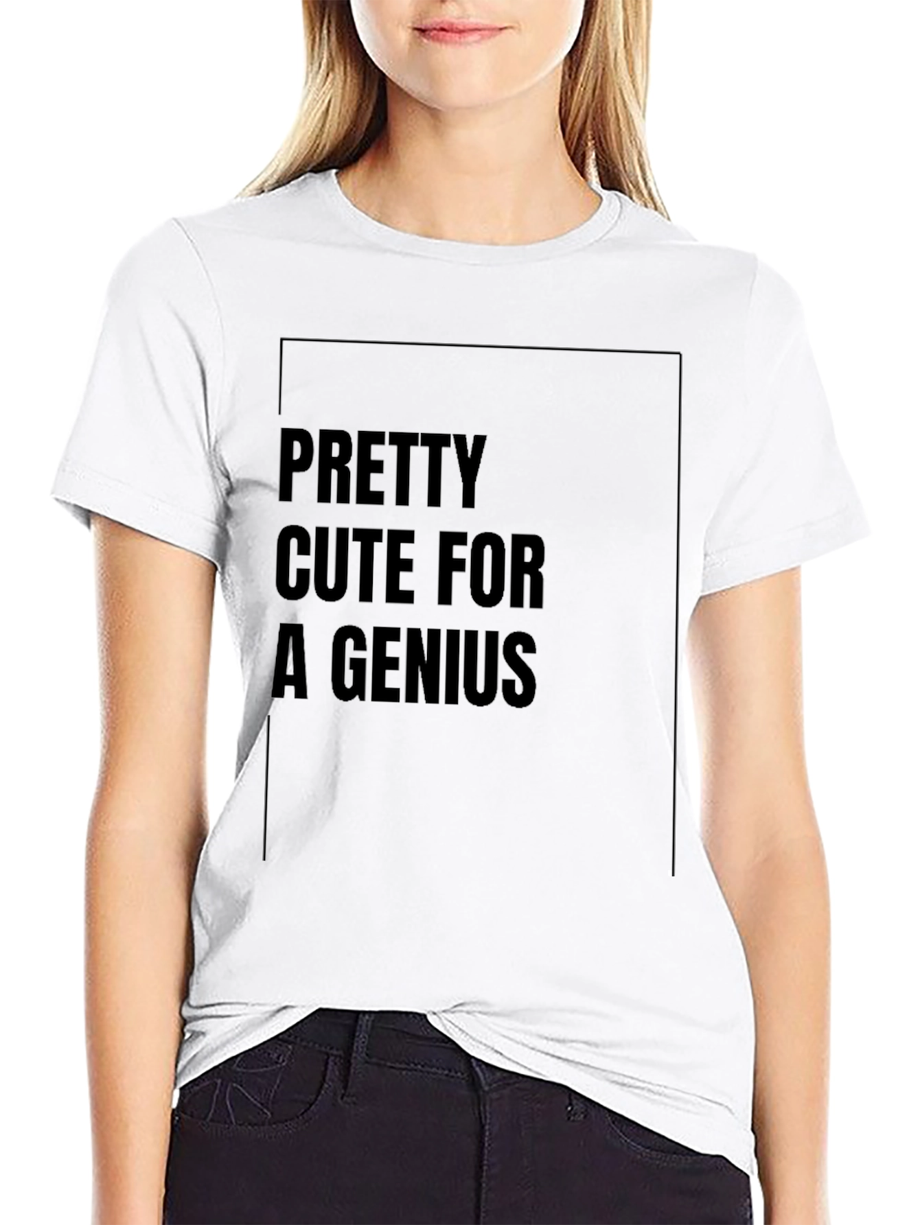 Pretty Cute For A Genius Black Graphic Tee