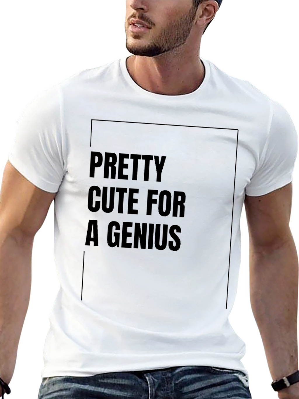 Pretty Cute For A Genius Black Graphic Tee