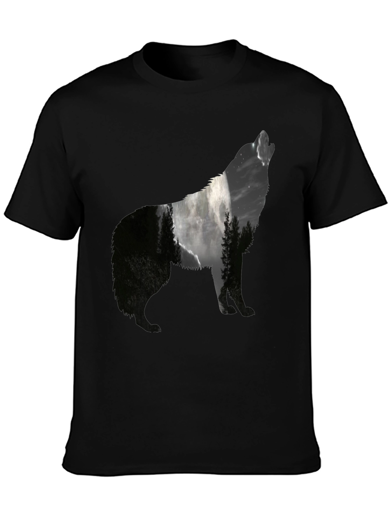 Wolf Silhouette Graphic Tee - Nature Inspired Black T-Shirt