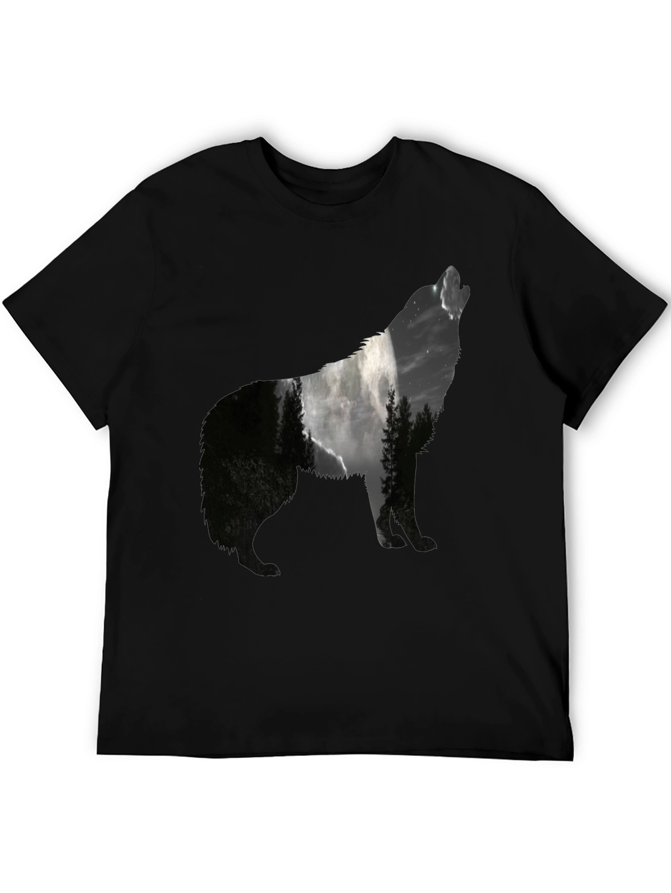 Wolf Silhouette Graphic Tee - Nature Inspired Black T-Shirt